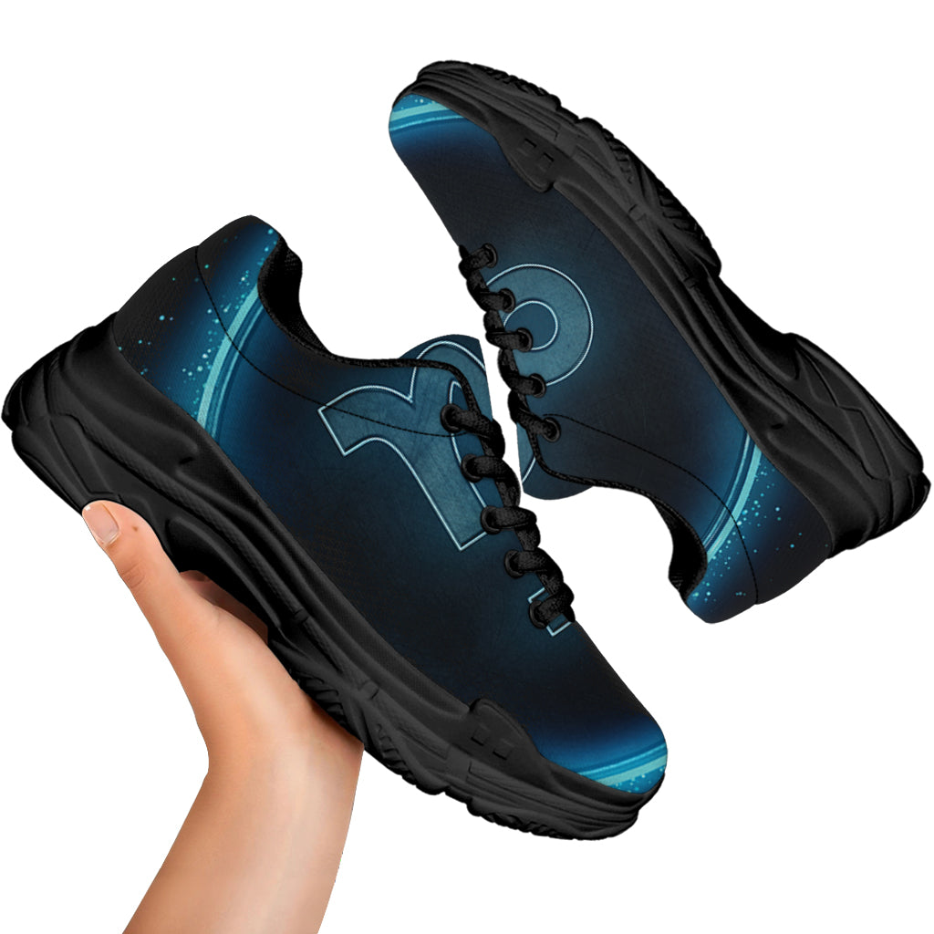 Blue Capricorn Zodiac Sign Print Black Chunky Shoes