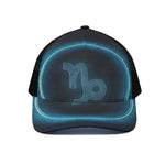 Blue Capricorn Zodiac Sign Print Black Mesh Trucker Cap