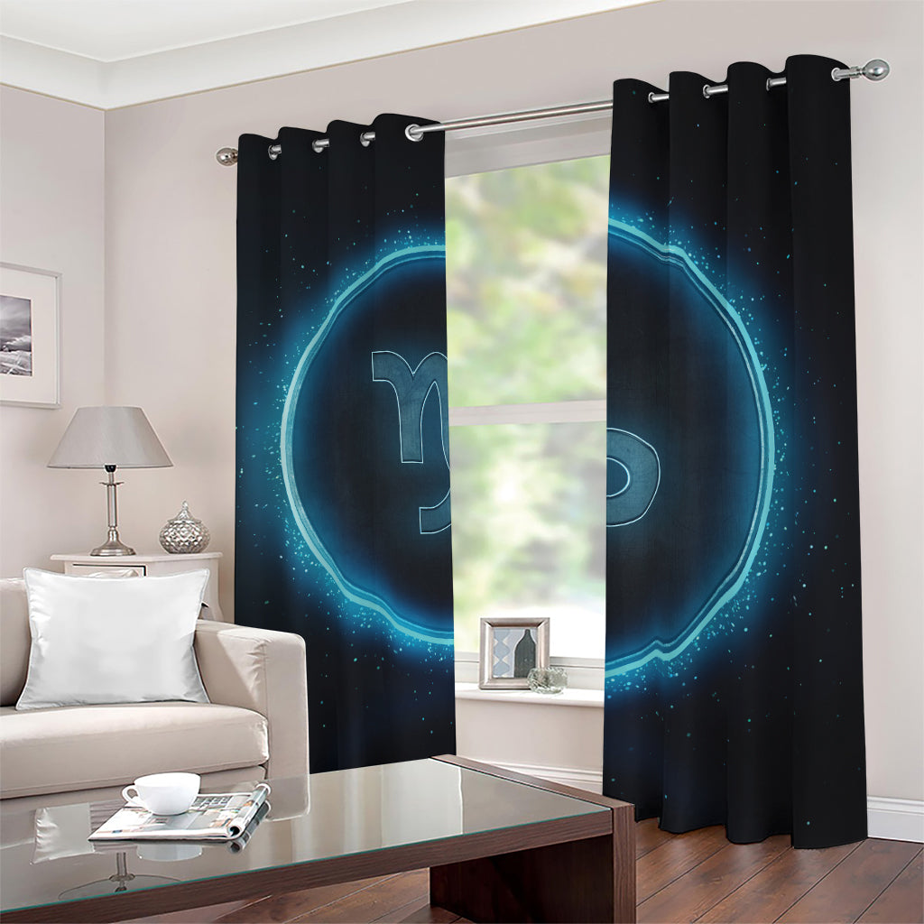 Blue Capricorn Zodiac Sign Print Blackout Grommet Curtains