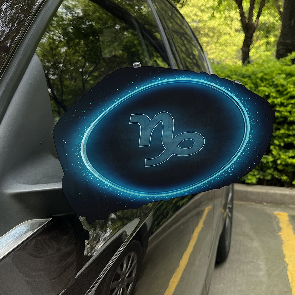 Blue Capricorn Zodiac Sign Print Car Side Mirror Covers