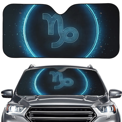 Blue Capricorn Zodiac Sign Print Car Windshield Sun Shade