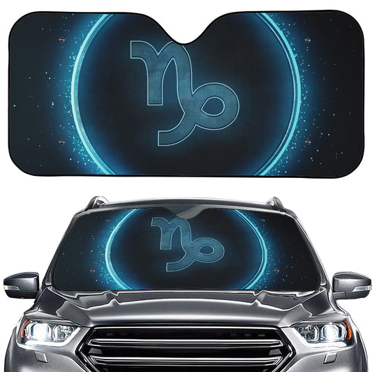 Blue Capricorn Zodiac Sign Print Car Windshield Sun Shade