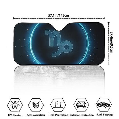 Blue Capricorn Zodiac Sign Print Car Windshield Sun Shade