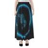 Blue Capricorn Zodiac Sign Print Chiffon Maxi Skirt