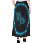 Blue Capricorn Zodiac Sign Print Chiffon Maxi Skirt