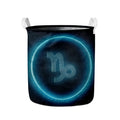 Blue Capricorn Zodiac Sign Print Collapsible Laundry Basket
