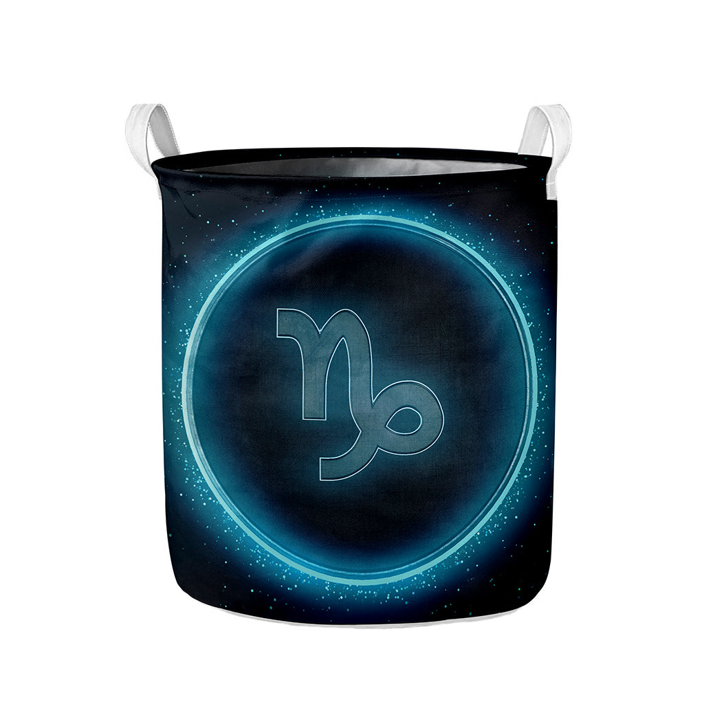 Blue Capricorn Zodiac Sign Print Collapsible Laundry Basket