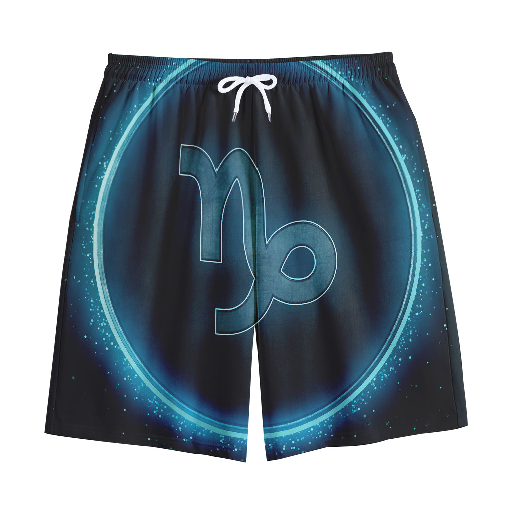 Blue Capricorn Zodiac Sign Print Cotton Shorts