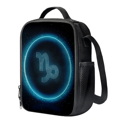 Blue Capricorn Zodiac Sign Print Crossbody Lunch Bag
