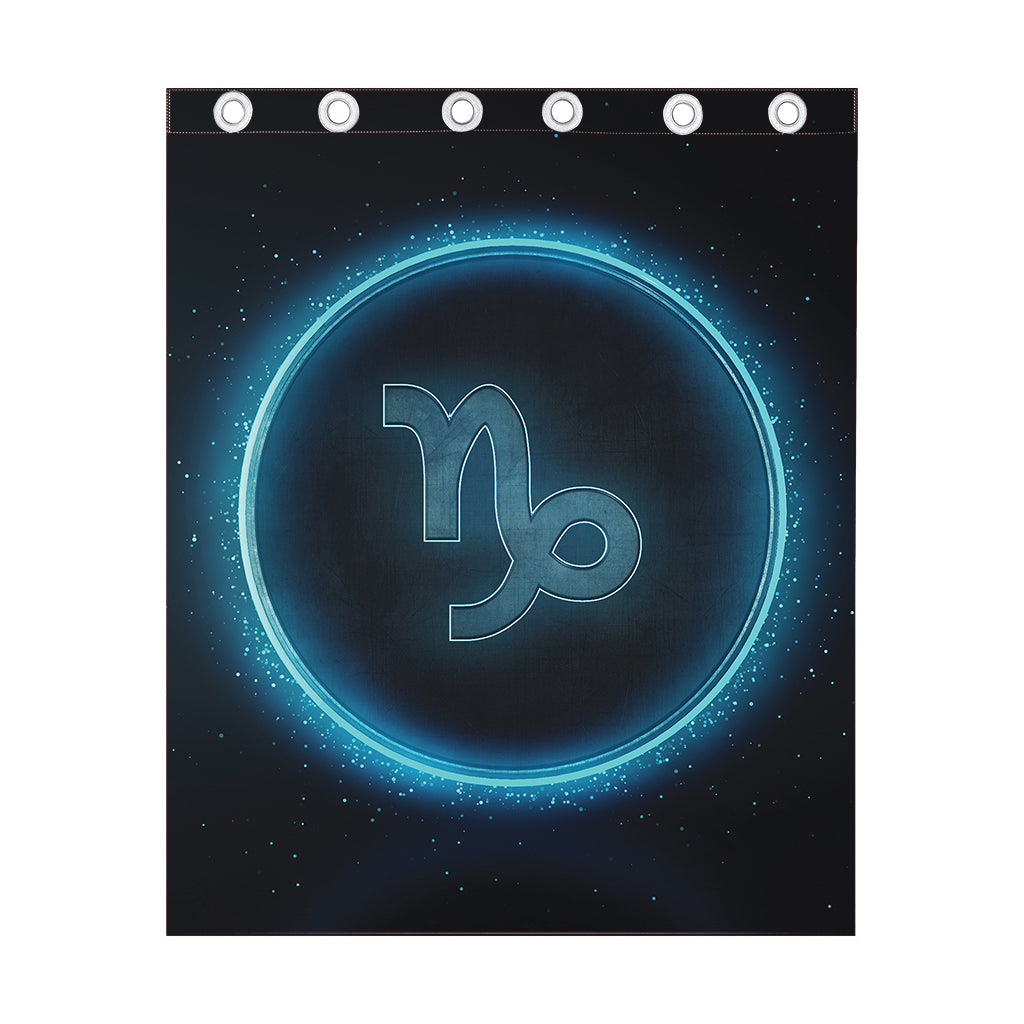 Blue Capricorn Zodiac Sign Print Curtain