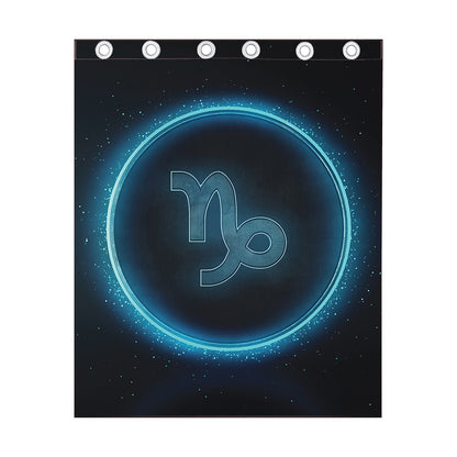 Blue Capricorn Zodiac Sign Print Curtain