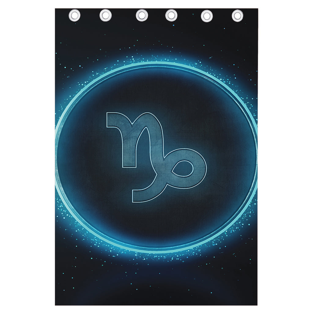 Blue Capricorn Zodiac Sign Print Curtain