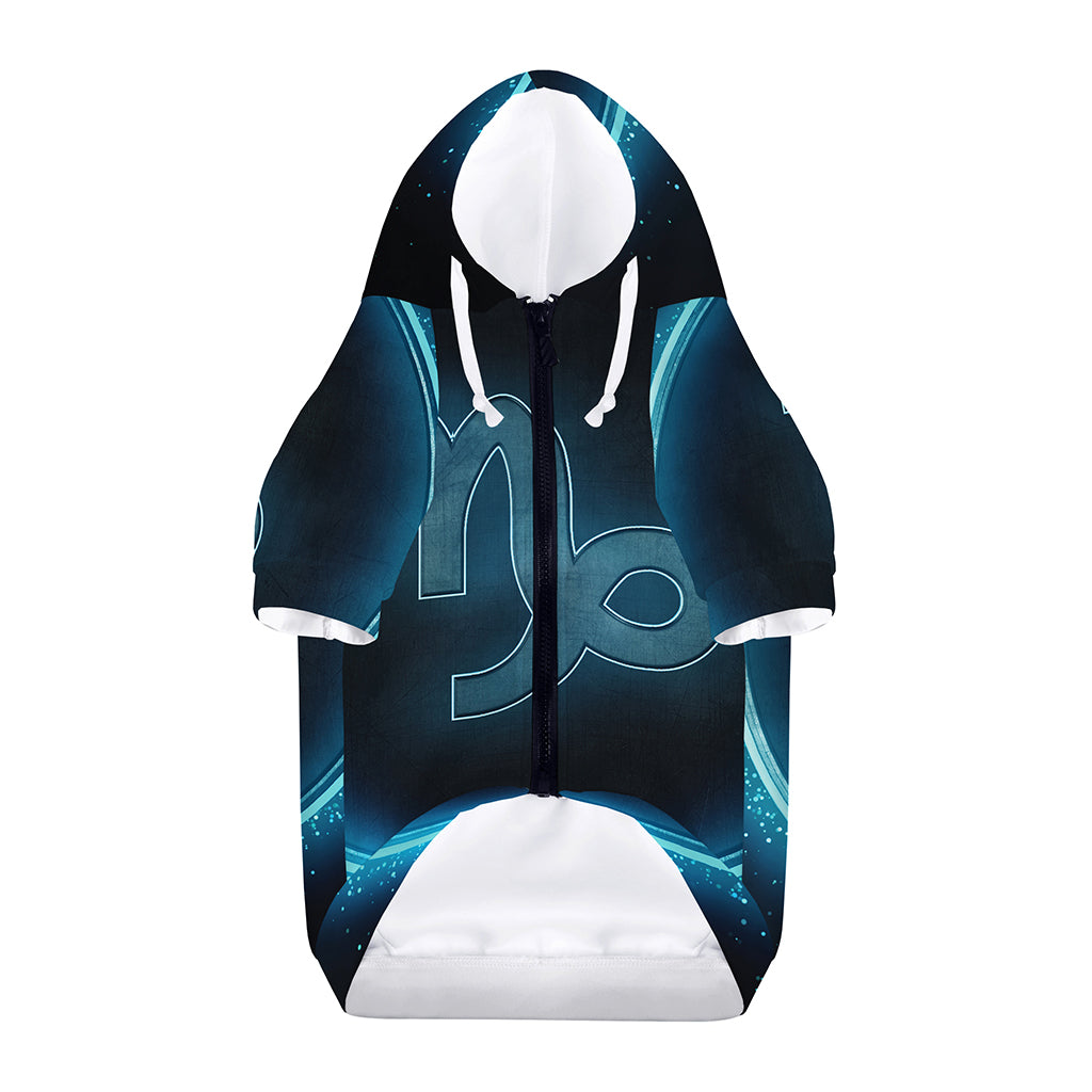 Blue Capricorn Zodiac Sign Print Dog Zip Up Hoodie