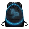 Blue Capricorn Zodiac Sign Print Drawstring Backpack