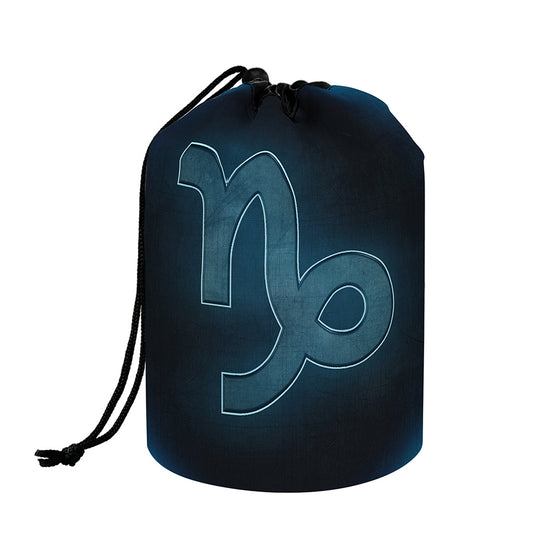 Blue Capricorn Zodiac Sign Print Drawstring Makeup Bag