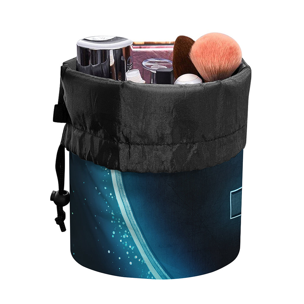 Blue Capricorn Zodiac Sign Print Drawstring Makeup Bag