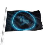 Blue Capricorn Zodiac Sign Print Flag