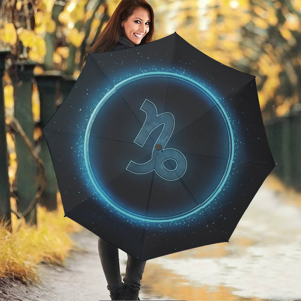 Blue Capricorn Zodiac Sign Print Foldable Umbrella