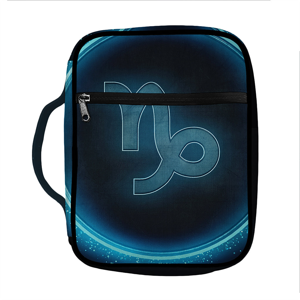 Blue Capricorn Zodiac Sign Print Front Pocket Bible Bag