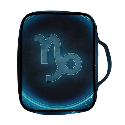 Blue Capricorn Zodiac Sign Print Front Pocket Bible Bag