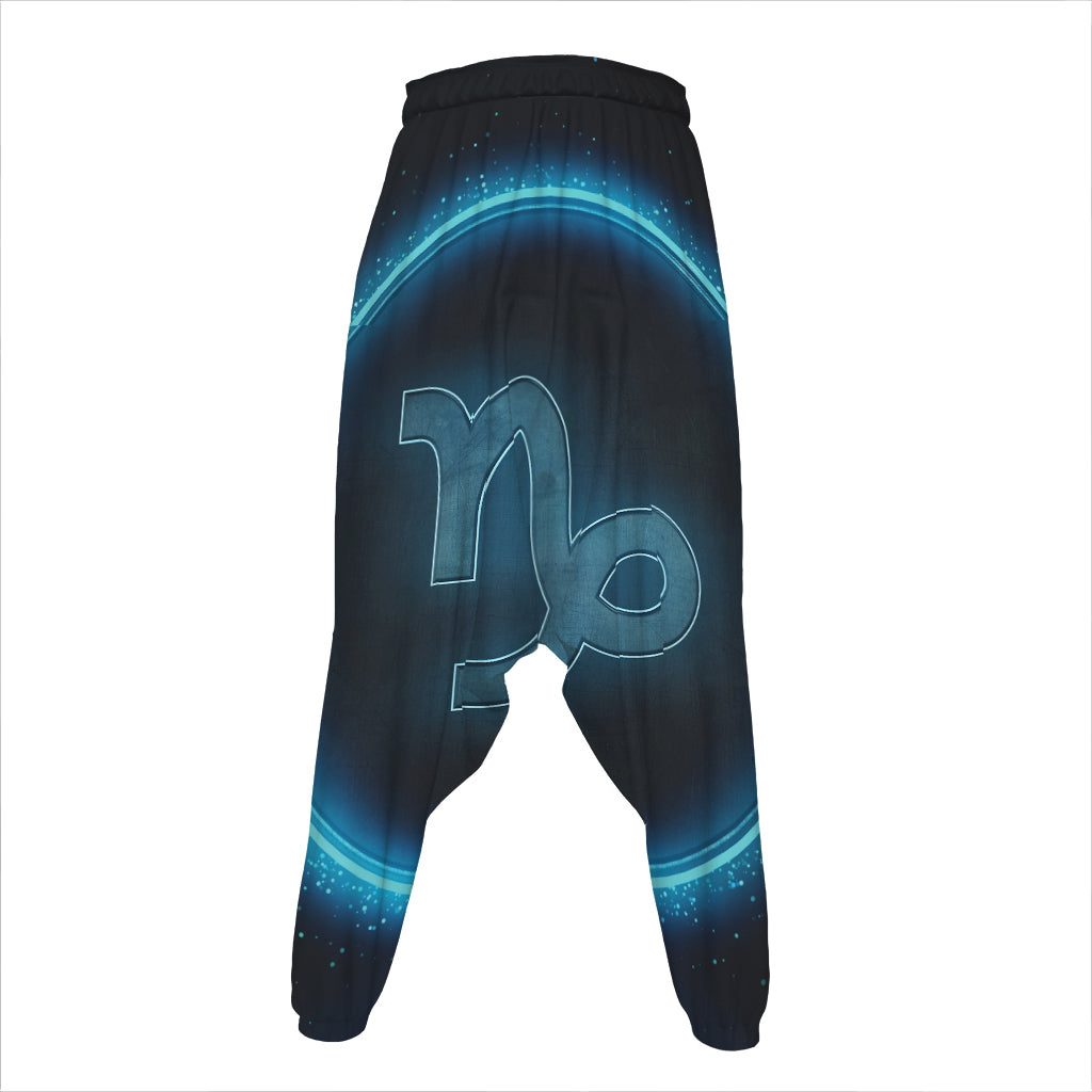 Blue Capricorn Zodiac Sign Print Hammer Pants