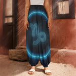 Blue Capricorn Zodiac Sign Print Harem Pants