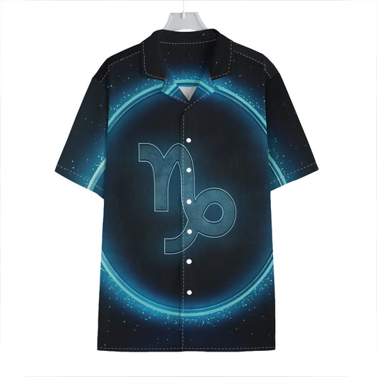 Blue Capricorn Zodiac Sign Print Hawaiian Shirt