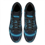 Blue Capricorn Zodiac Sign Print High Top Leather Sneakers