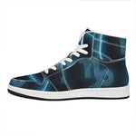 Blue Capricorn Zodiac Sign Print High Top Leather Sneakers