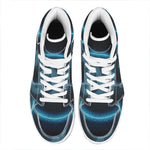 Blue Capricorn Zodiac Sign Print High Top Leather Sneakers