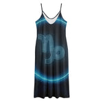 Blue Capricorn Zodiac Sign Print Jersey Midi Cami Dress