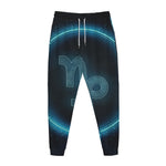 Blue Capricorn Zodiac Sign Print Jogger Pants