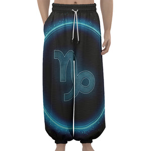 Blue Capricorn Zodiac Sign Print Lantern Pants