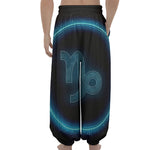 Blue Capricorn Zodiac Sign Print Lantern Pants