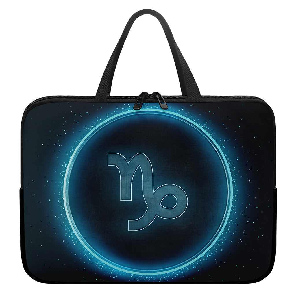 Blue Capricorn Zodiac Sign Print Laptop Sleeve With Handle