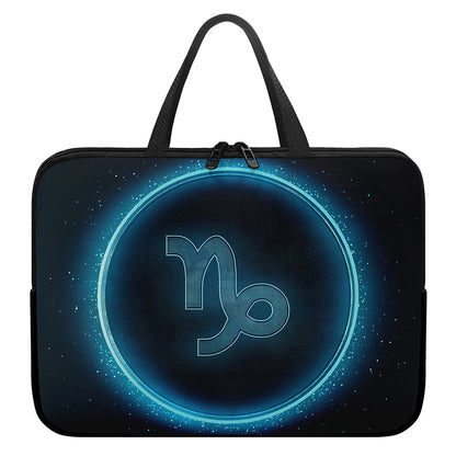 Blue Capricorn Zodiac Sign Print Laptop Sleeve With Handle