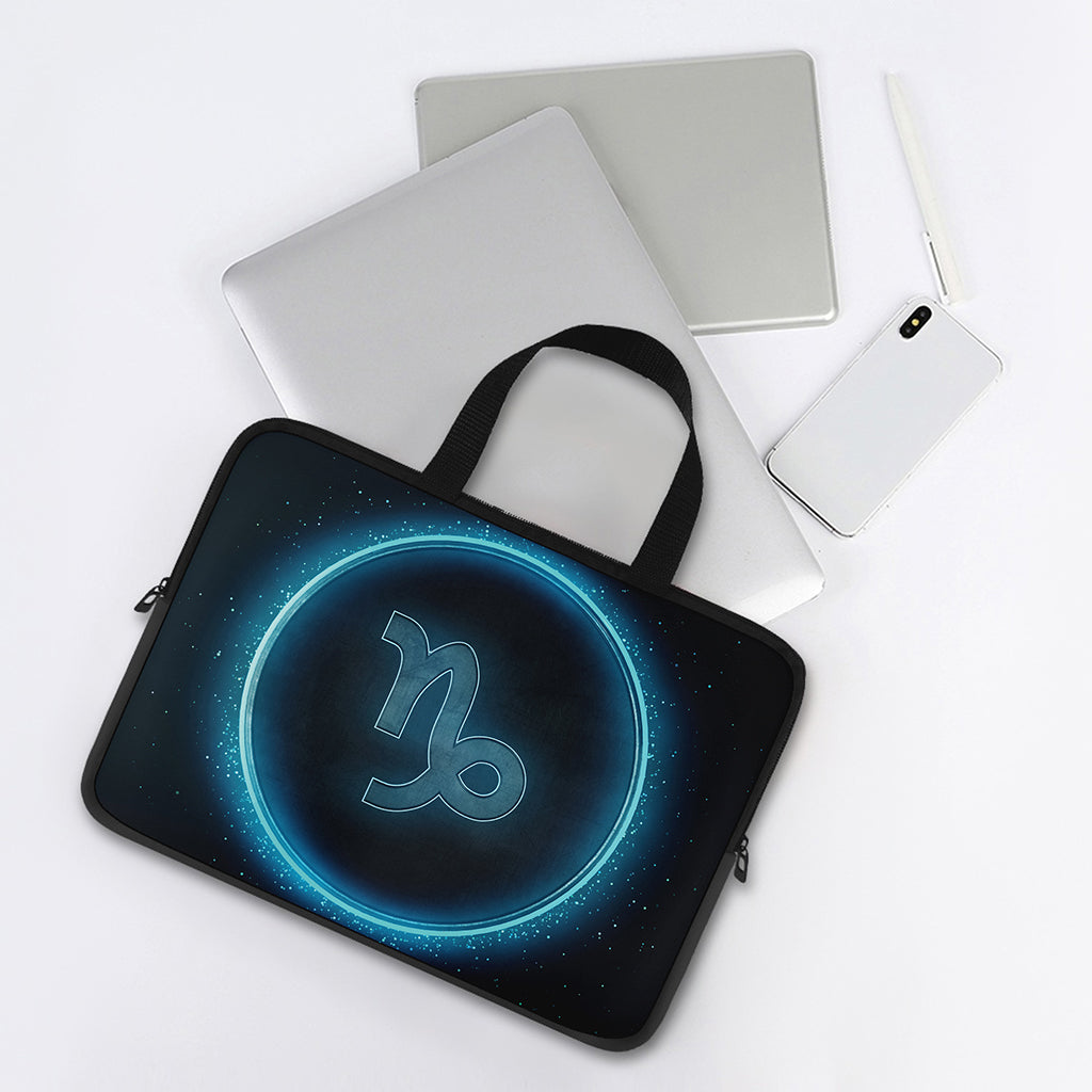 Blue Capricorn Zodiac Sign Print Laptop Sleeve With Handle