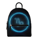 Blue Capricorn Zodiac Sign Print Leather Backpack