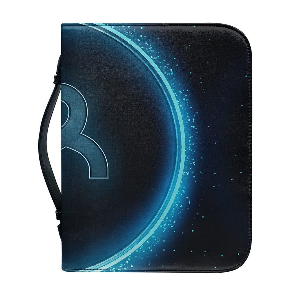 Blue Capricorn Zodiac Sign Print Leather Bible Cover