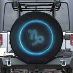 Blue Capricorn Zodiac Sign Print Leather Spare Tire Cover