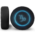 Blue Capricorn Zodiac Sign Print Leather Spare Tire Cover