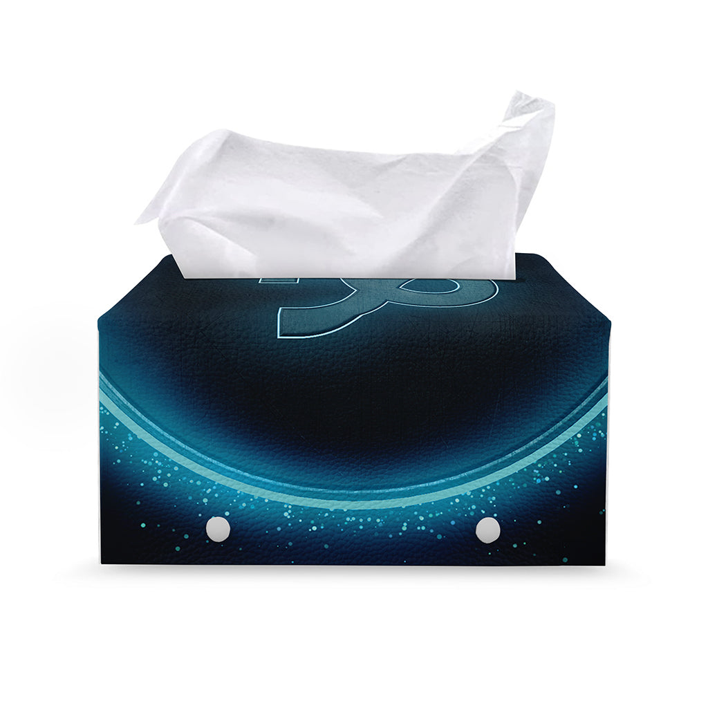 Blue Capricorn Zodiac Sign Print Leather Tissue Box Cover