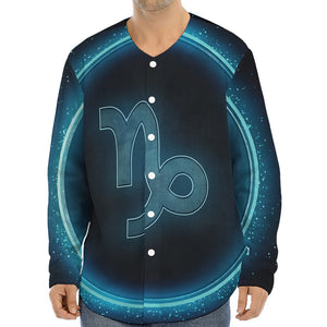 Blue Capricorn Zodiac Sign Print Long Sleeve Baseball Jersey