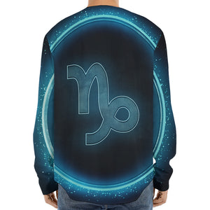 Blue Capricorn Zodiac Sign Print Long Sleeve Baseball Jersey