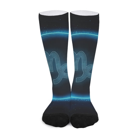 Blue Capricorn Zodiac Sign Print Long Socks