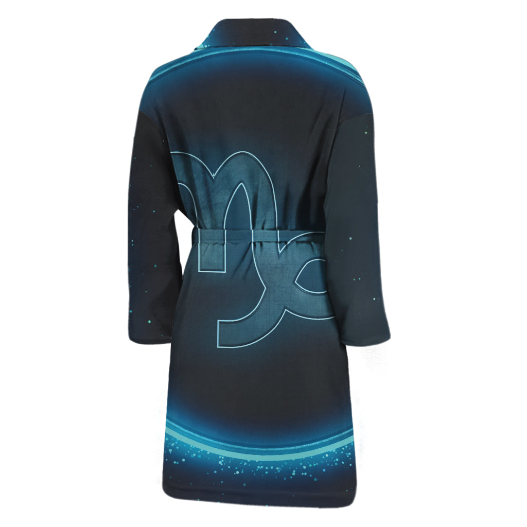 Blue Capricorn Zodiac Sign Print Men's Bathrobe