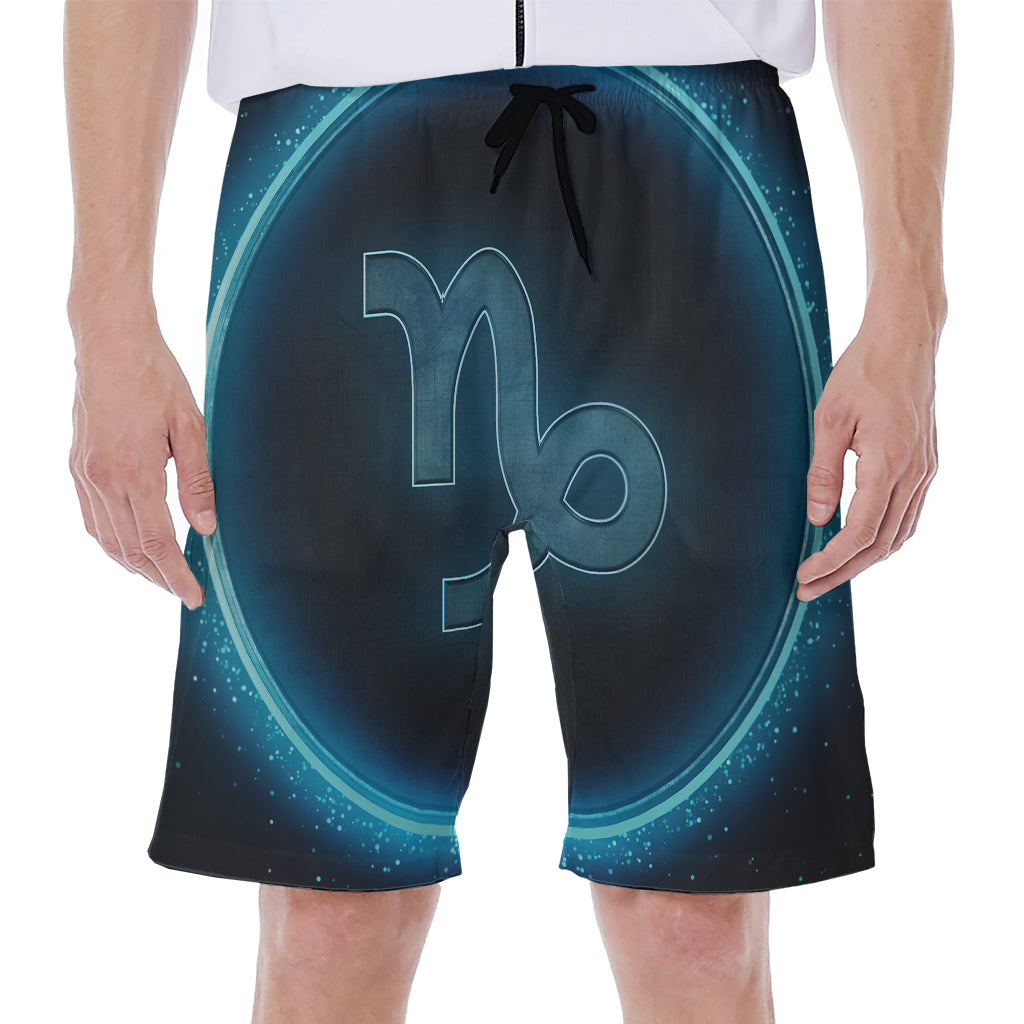 Blue Capricorn Zodiac Sign Print Men's Beach Shorts