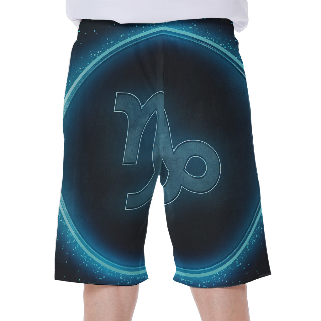 Blue Capricorn Zodiac Sign Print Men's Beach Shorts