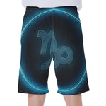 Blue Capricorn Zodiac Sign Print Men's Beach Shorts