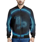 Blue Capricorn Zodiac Sign Print Men's Bomber Jacket